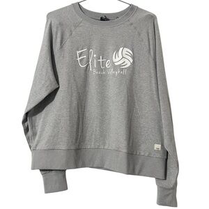 Vuori Long Sleeve Halo Crewneck in Gray with Elite Beach Volleyball Graphic Sz S